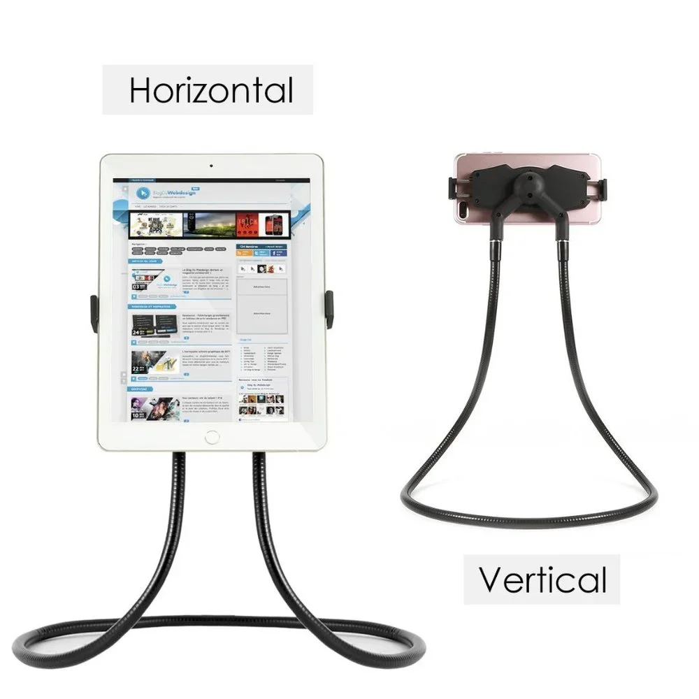 Flexible Black Dual-Arm Phone Holder Stand - Universal Mobile Mount